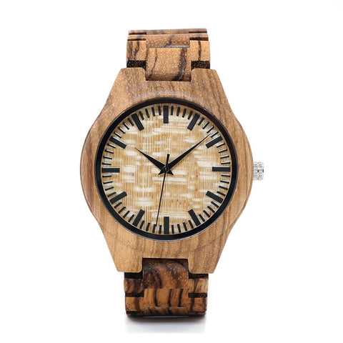 Handmade Zebrawood Quartz Wristwatch for Men